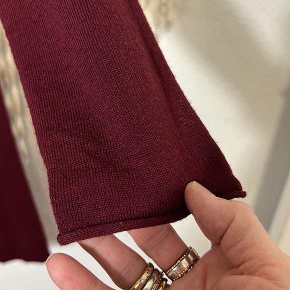 Eileen Fisher Burgundy Knit Merino Wool Sweater Dress Size Small - Picture 7 of 10